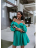 Strapless Satin Party Dress With Detachable Sleeves